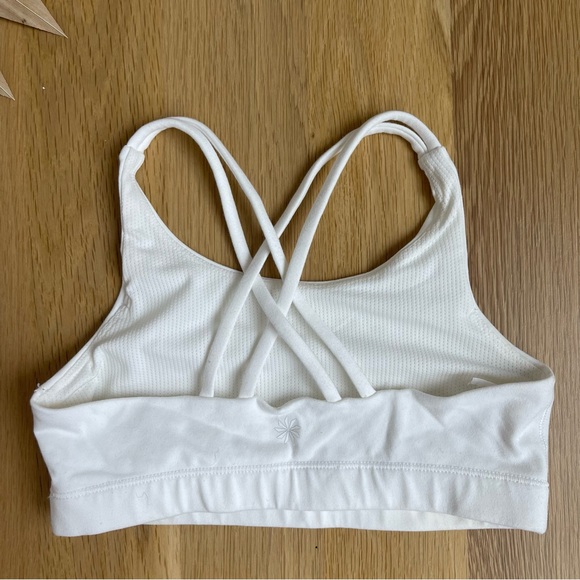 Athleta Girl Upbeat 2.0 White Strappy Back Yoga Gym Sports Bra Size Medium 8-10 - Picture 6 of 8